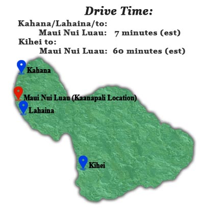 Maui Luau map for Kaanapali Luau