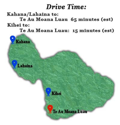 Maui Luau map for Wailea Luau
